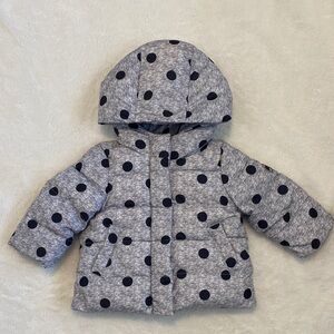 Gap 12/18 Months Gray Polka Dot Puffer Jacket EUC